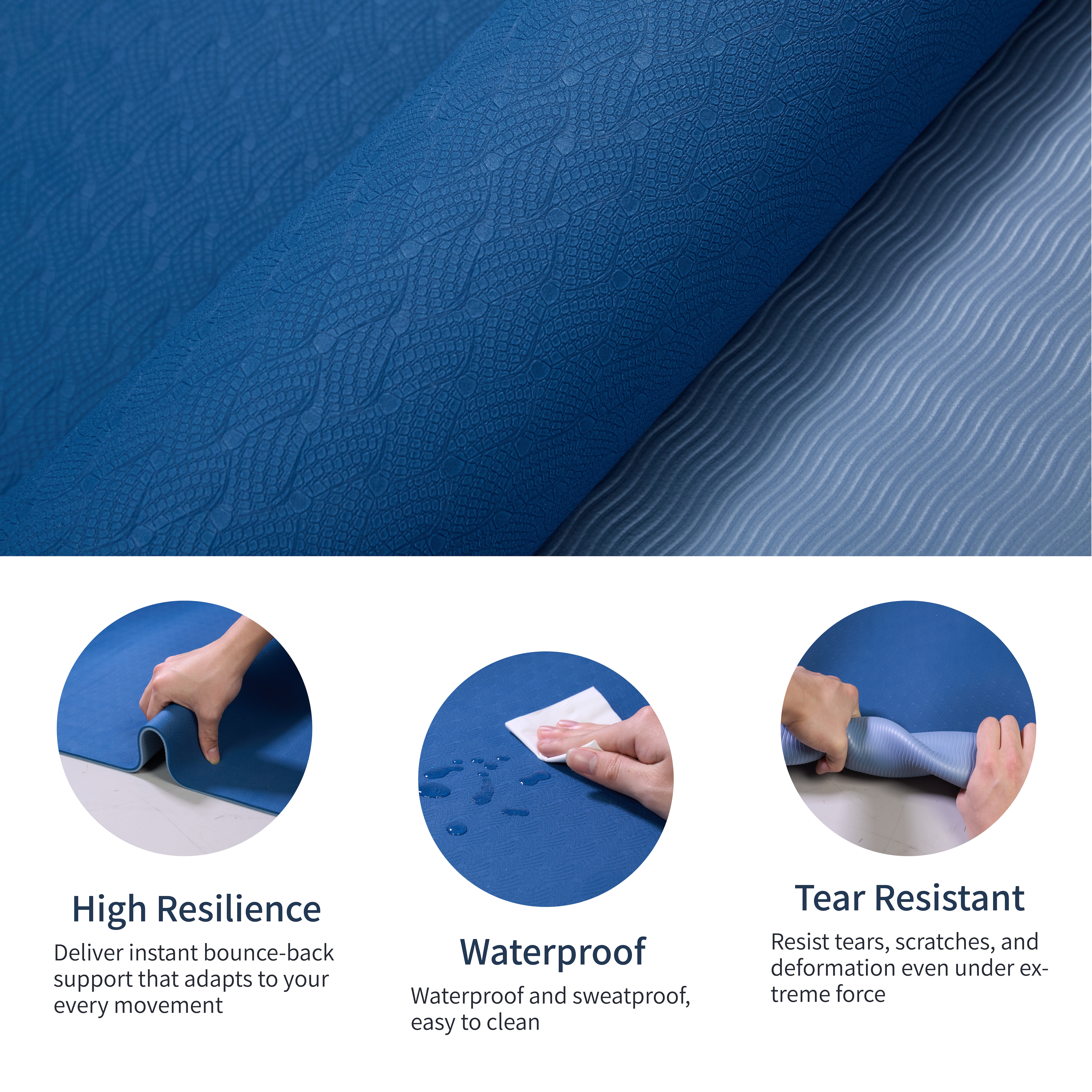 Yoga Mat, Exercise Yoga Mat With Non-Slip Design, Professional TPE Exericise Mat, 72" X 24" Multi-Purpose Workout Mat For Women, Pilates Fitness And Floor Exercises_voghion.com